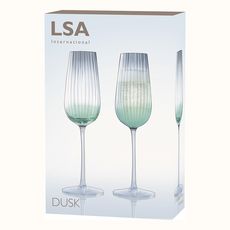 Набор из 2 бокалов-флейт для шампанского Dusk 250 мл зелёный-серый, LSA International, фото , изображение 4