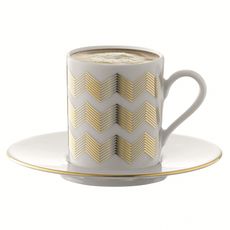 Набор из 4 чашек для кофе с блюдцами Signature Chevron, золото, LSA International, фото , изображение 6