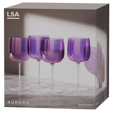 Набор бокалов для вина Aurora, 450 мл, фиолетовый, 4 шт., LSA International, фото , изображение 6