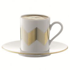 Набор из 4 чашек для кофе с блюдцами Signature Chevron, золото, LSA International, фото , изображение 4
