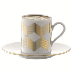 Набор из 4 чашек для кофе с блюдцами Signature Chevron, золото, LSA International, фото , изображение 5