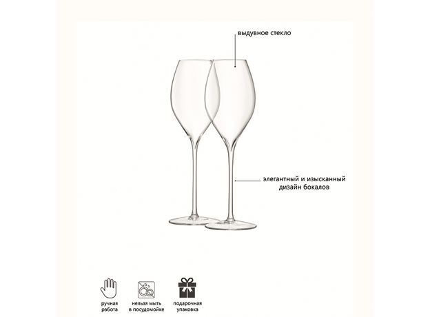 Набор из 2 бокалов для просекко Wine, 370 мл, LSA International, фото , изображение 6