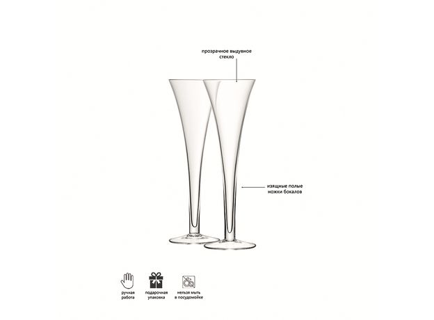 Набор из 2 бокалов-флейт Bar 200 мл, LSA International, фото , изображение 11