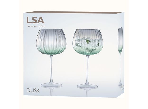 Набор из 2 круглых бокалов Dusk 650 мл зелёный-серый, LSA International, фото , изображение 5