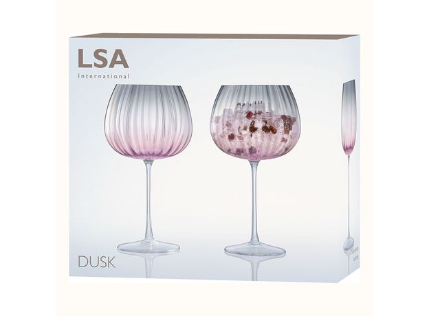 Набор из 2 круглых бокалов Dusk 650 мл розовый-серый, LSA International, фото , изображение 6