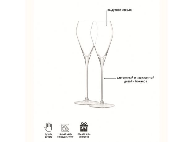 Набор из 2 бокалов для просекко Wine 250 мл, LSA International, фото , изображение 7