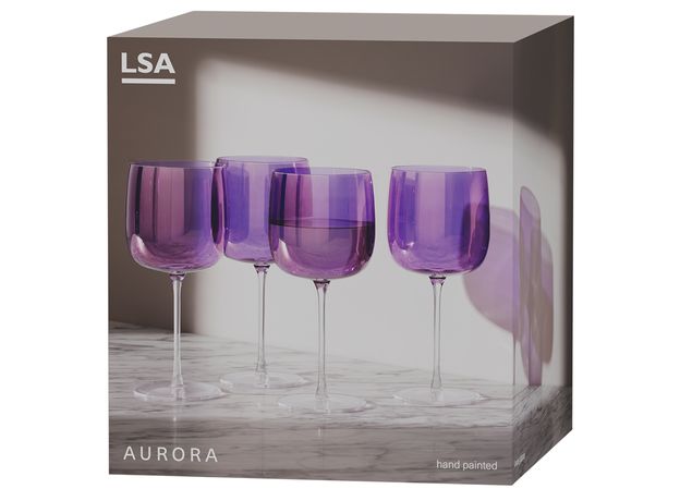 Набор бокалов для вина Aurora, 450 мл, фиолетовый, 4 шт., LSA International, фото , изображение 6