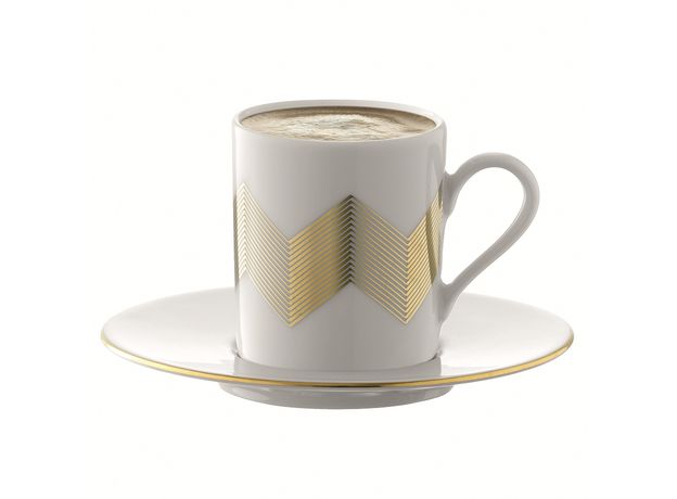 Набор из 4 чашек для кофе с блюдцами Signature Chevron, золото, LSA International, фото , изображение 4