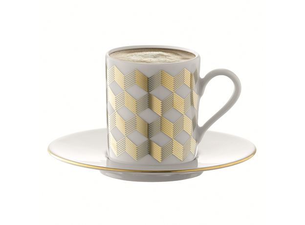 Набор из 4 чашек для кофе с блюдцами Signature Chevron, золото, LSA International, фото , изображение 7