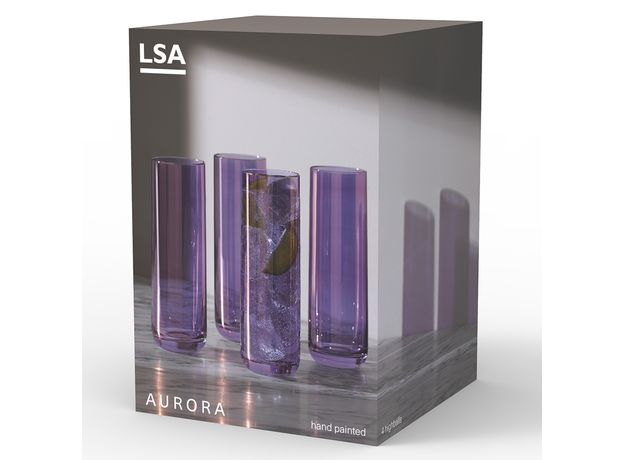 Набор стаканов Aurora, 420 мл, фиолетовый, 4 шт., LSA International, фото , изображение 4